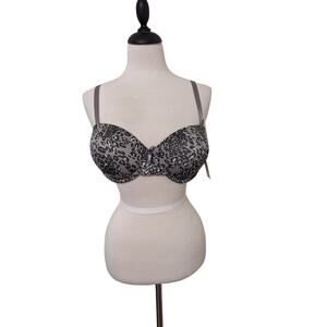 Chinese Laundry Gray Leopard Print Multi Use Adjustable Strap Bra Size 40DD